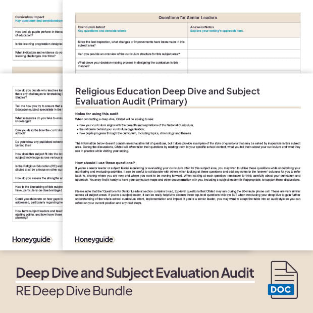 RE Deep Dive and Subject Knowledge Bundle by Honeyguide School Leader Support