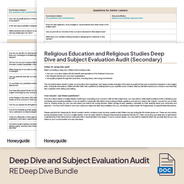 RE Deep Dive and Subject Knowledge Bundle by Honeyguide School Leader Support