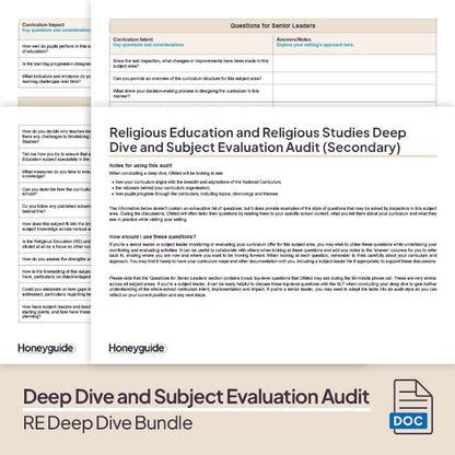 RE Deep Dive and Subject Knowledge Bundle by Honeyguide School Leader Support