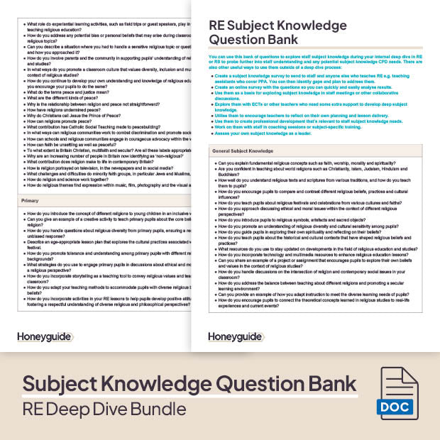 RE Deep Dive and Subject Knowledge Bundle by Honeyguide School Leader Support