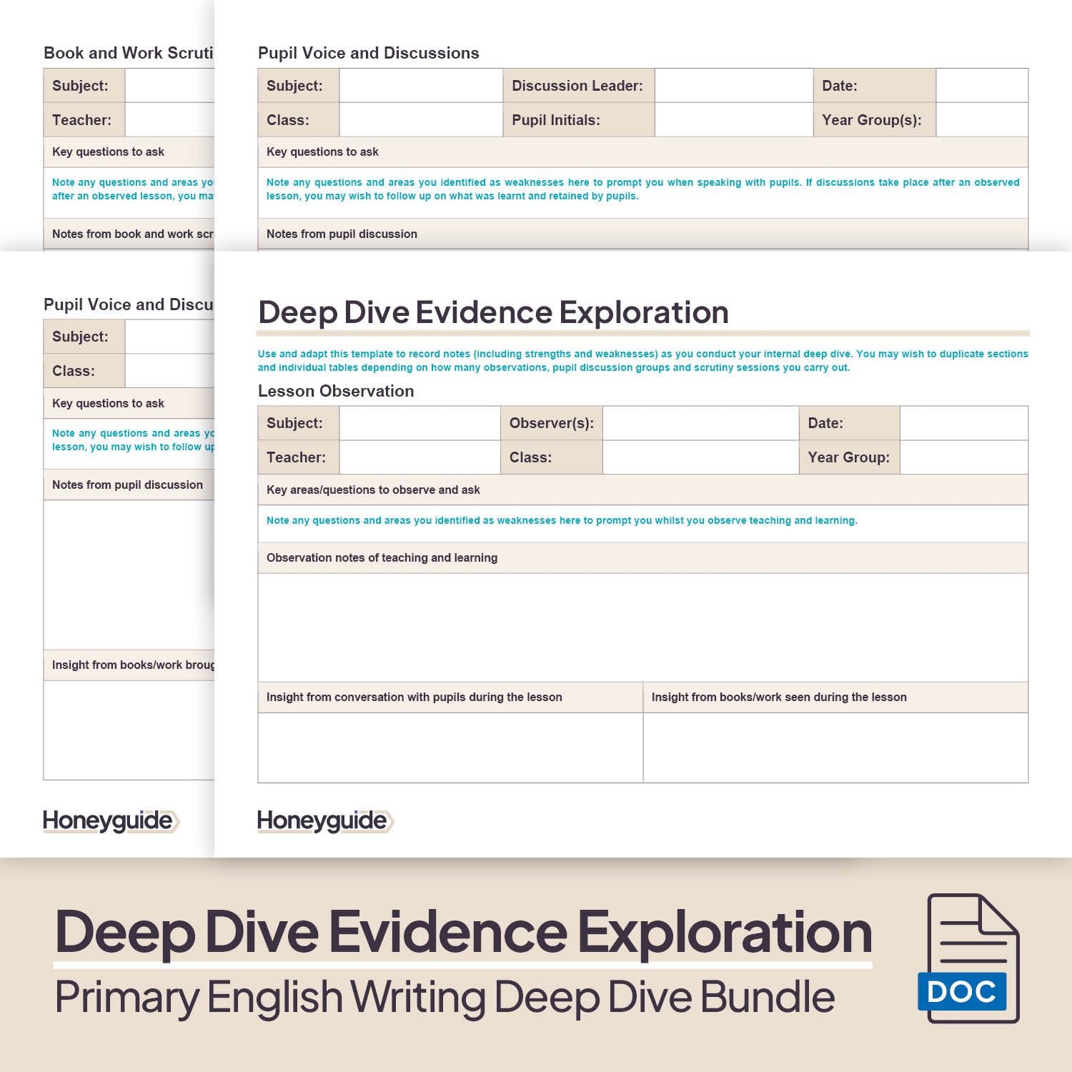 Primary English (Writing, SPAG and Spoken Language) Deep Dive Bundle by Honeyguide School Leader Support