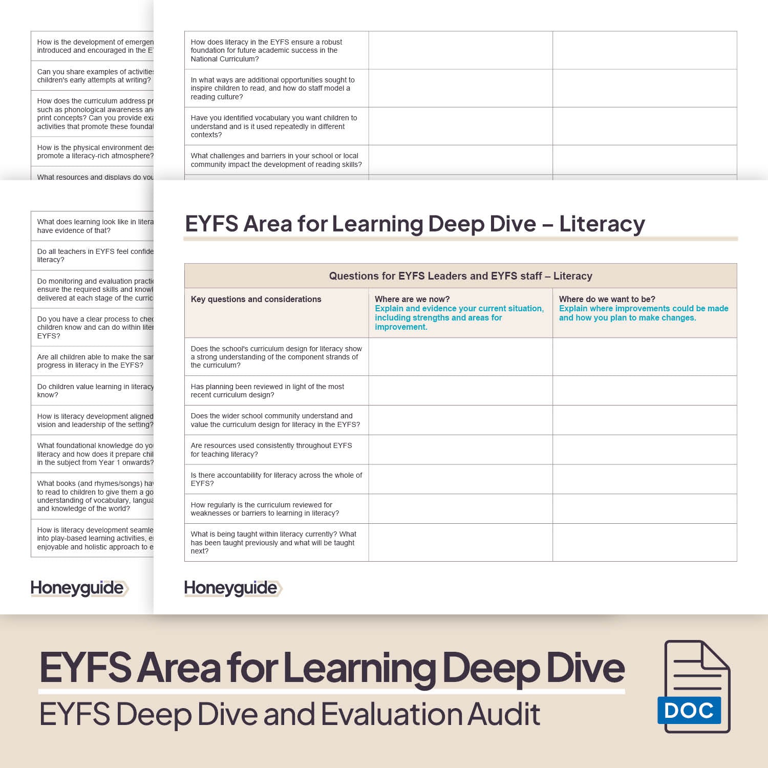 EYFS Deep Dive and Evaluation Audit Bundle - Honeyguide School Leader Support