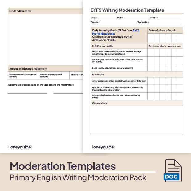 Primary English Writing Moderation Pack - Honeyguide School Leader Support