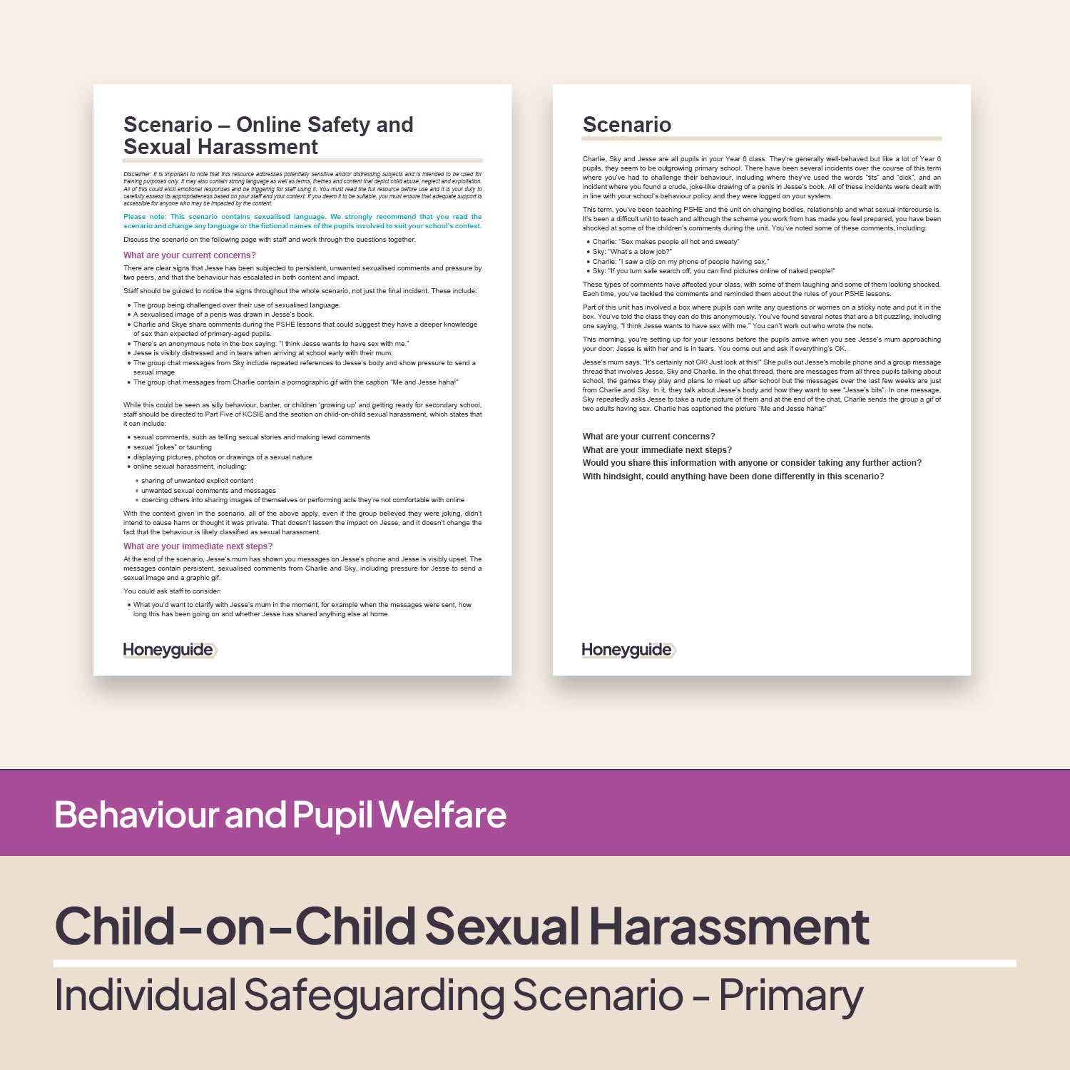 Safeguarding Scenarios - Child-on-Child Sexual Harassment