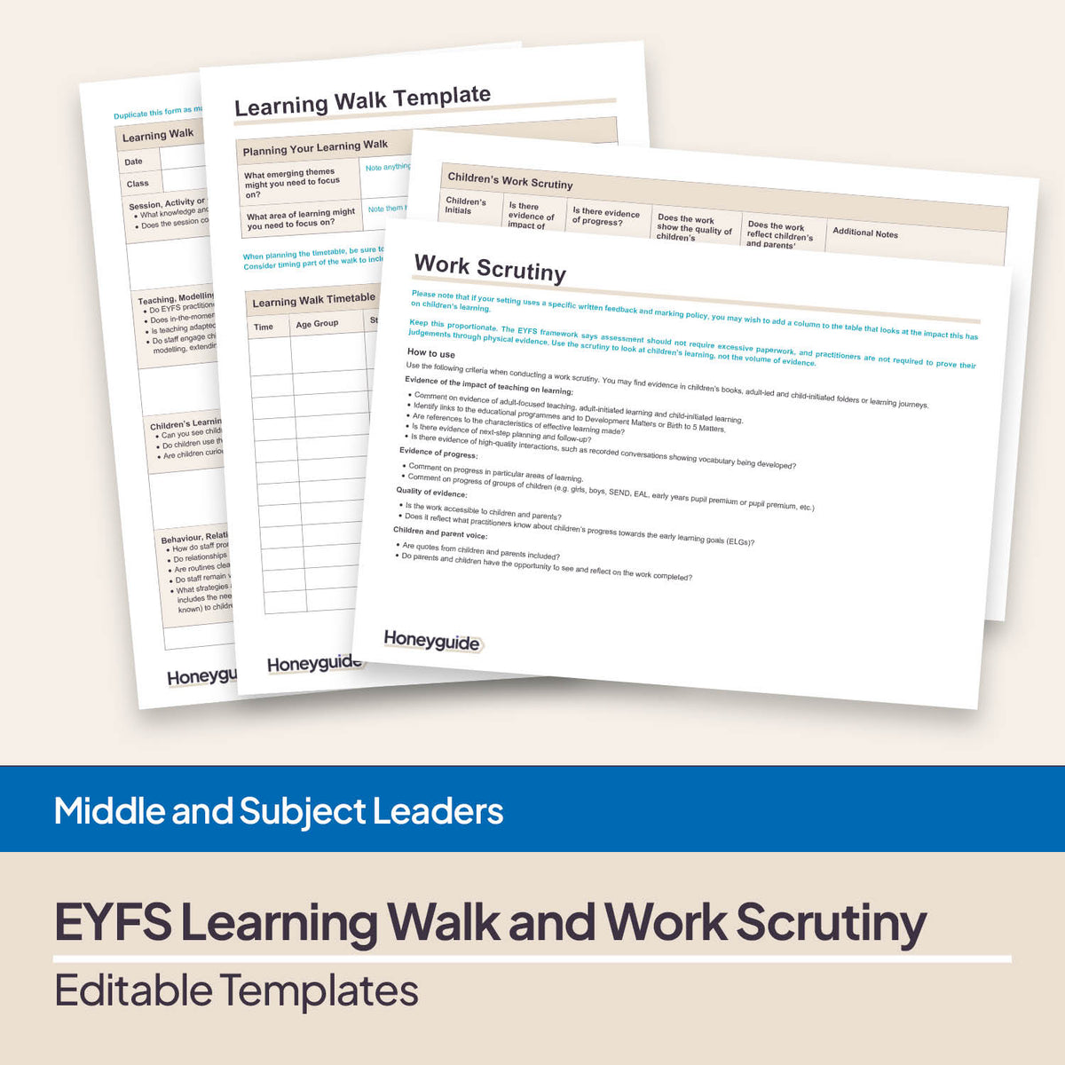 EYFS Learning Walk and Work Scrutiny Bundle