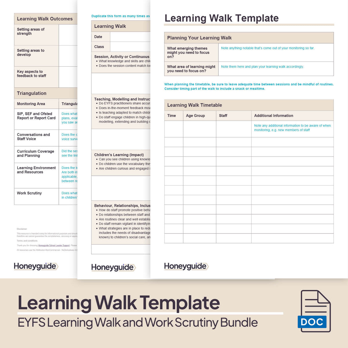 EYFS Learning Walk and Work Scrutiny Bundle