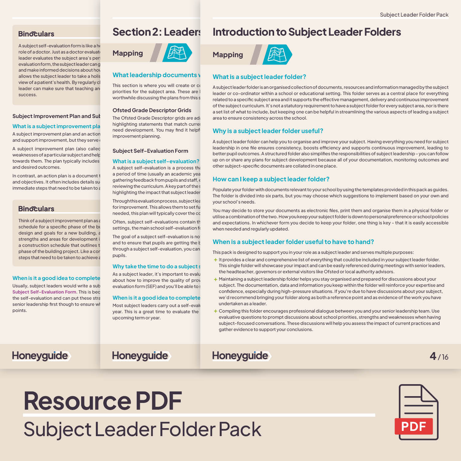 Subject Leader Folder Pack