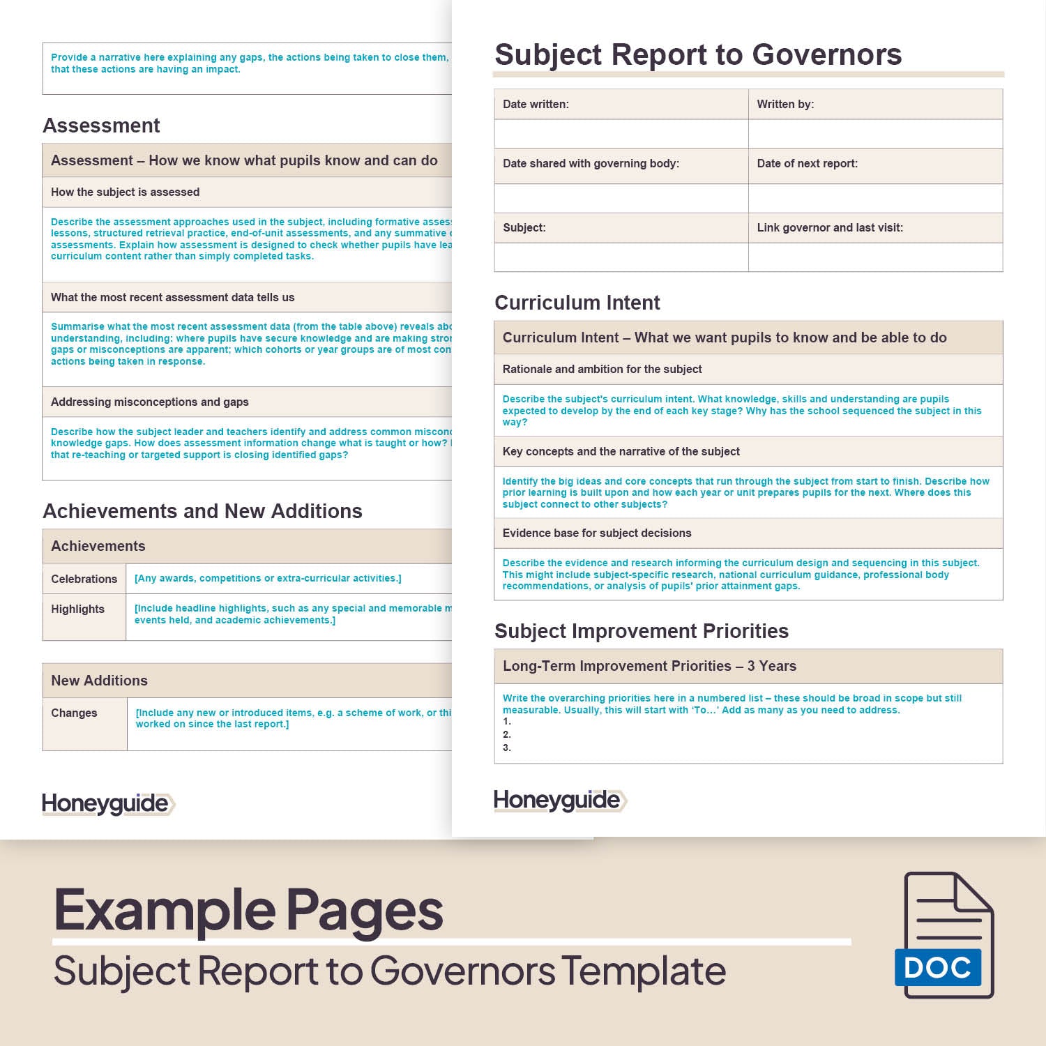 Subject Report to Governors Template