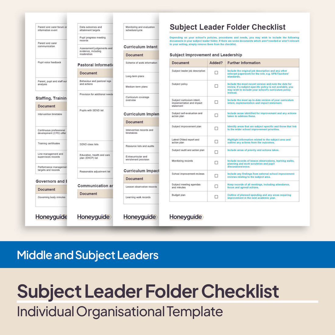 Subject Leader Folder Checklist | Honeyguide SLS – Honeyguide School ...