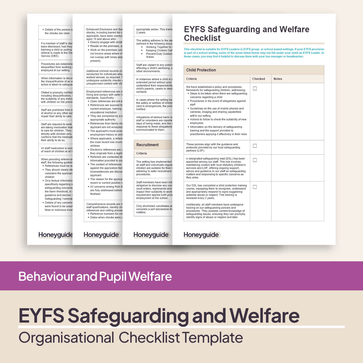 Safeguarding Checklist.pdf EYFS Safeguarding and Welfare Checklist (2025 EYFS Framework ...