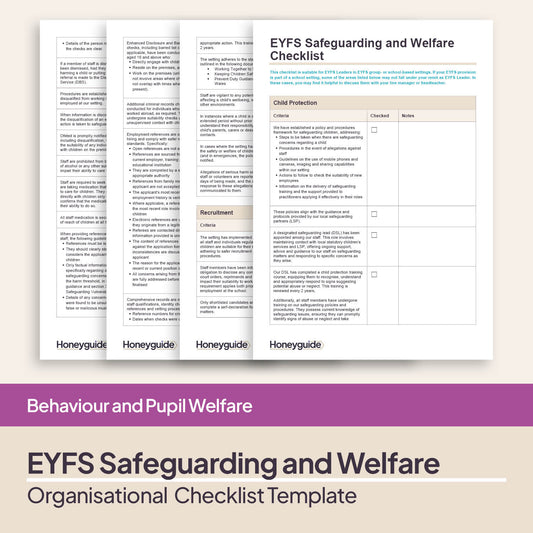 EYFS Safeguarding and Welfare Checklist