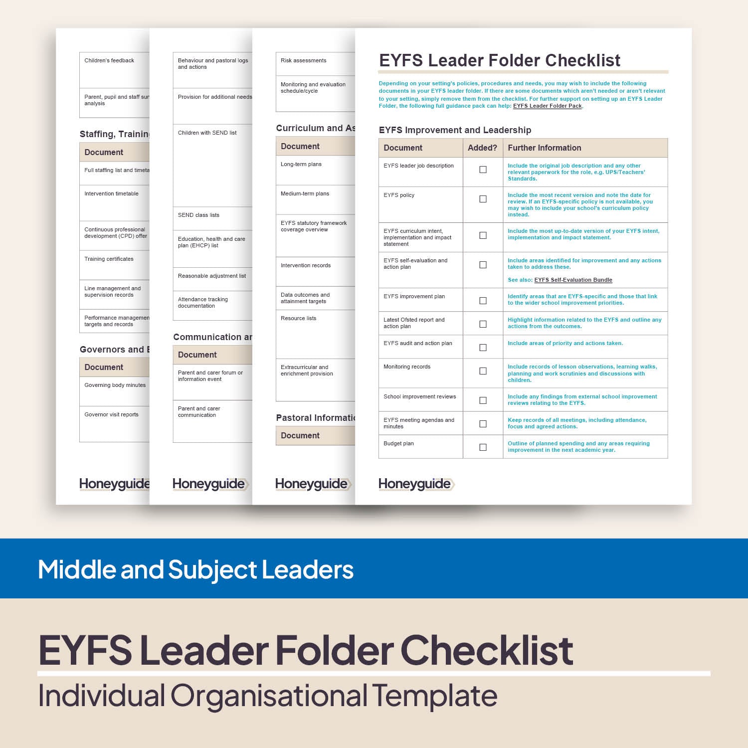 Eyfs Lead EYFS Leader Folder Checklist | Honeyguide SLS – Honeyguide School ...