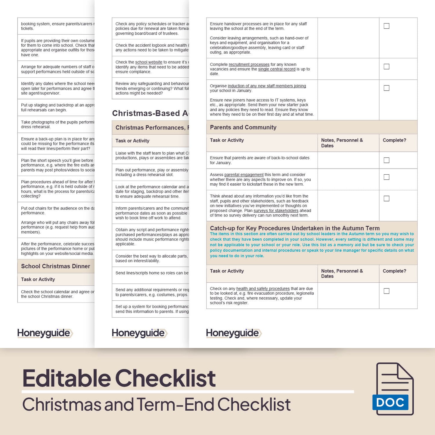 Christmas and Term End Planning and Preparation Checklist