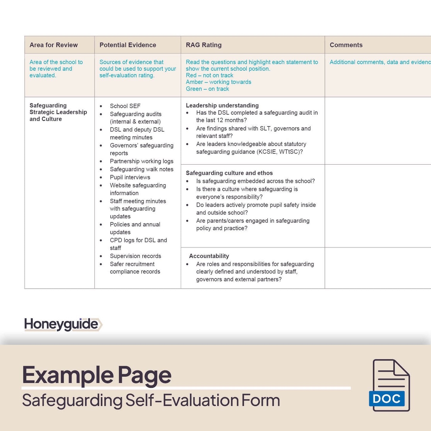 Safeguarding Self-Evaluation Form (SEF) Template