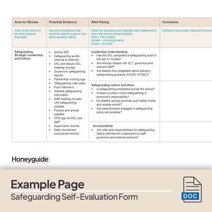 Safeguarding Self-Evaluation Form (SEF) Template