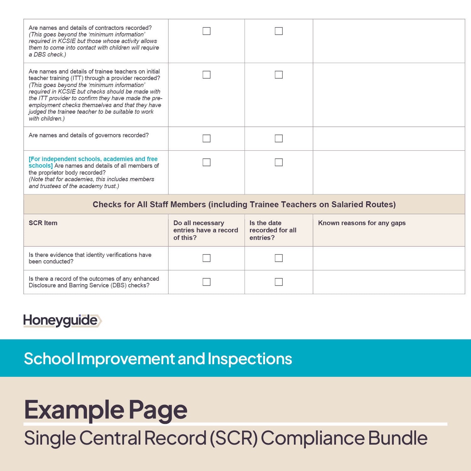 Single Central Record (SCR) Compliance Bundle