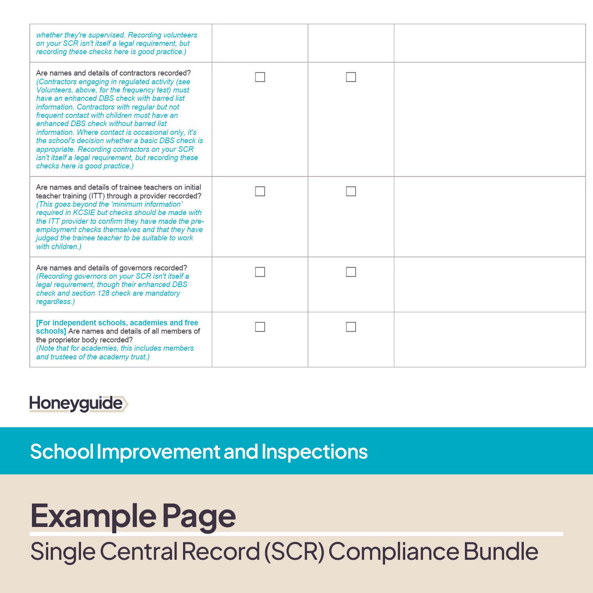 Single Central Record (SCR) Compliance Bundle