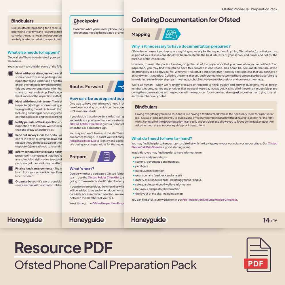 Ofsted Phone Call Preparation Pack | Honeyguide School Leader Support
