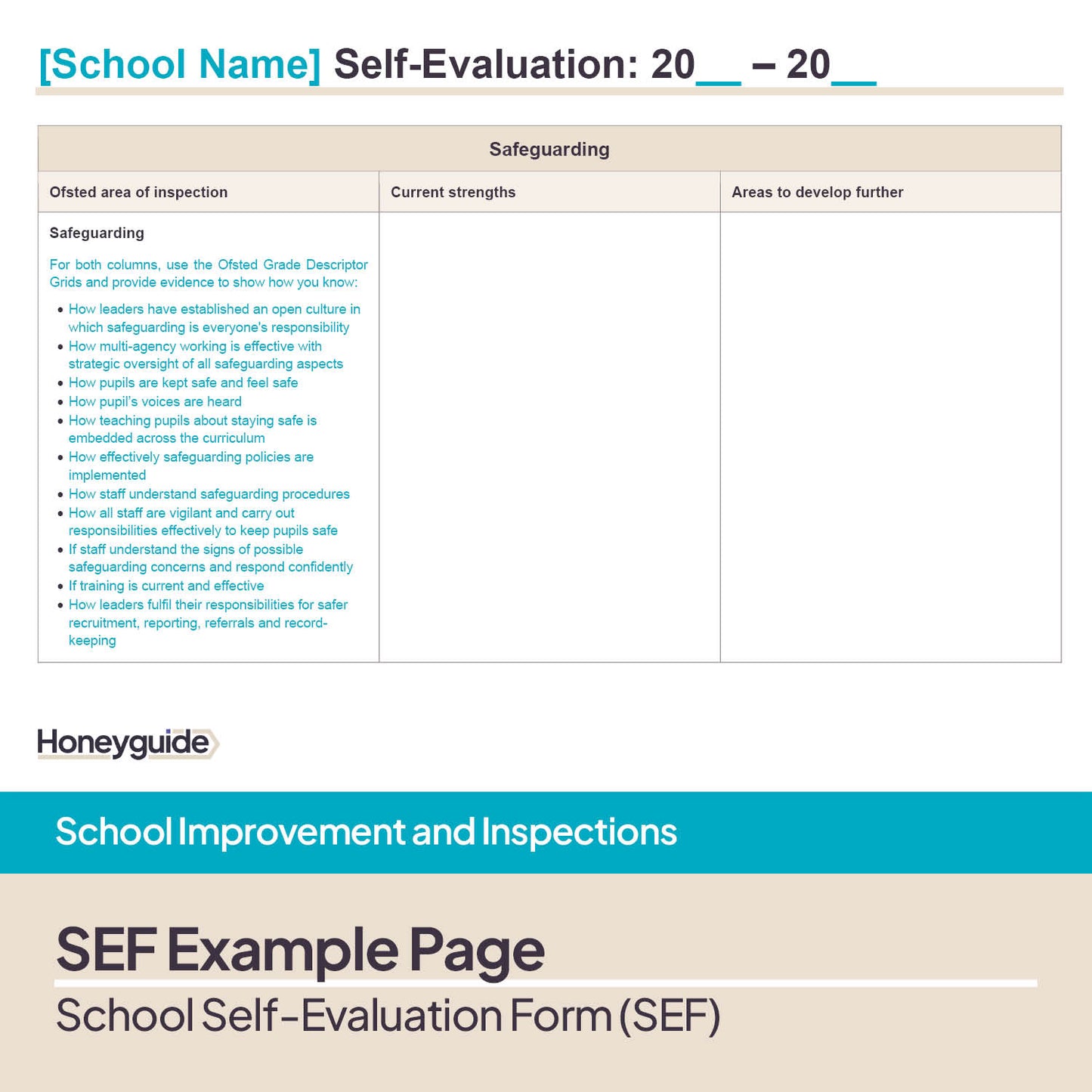 School Self-Evaluation Form (SEF) Template