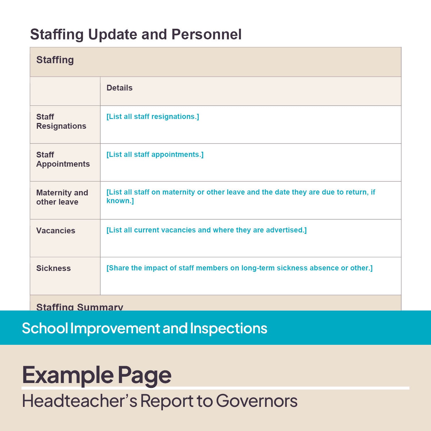 Headteacher's Report to Governors Template