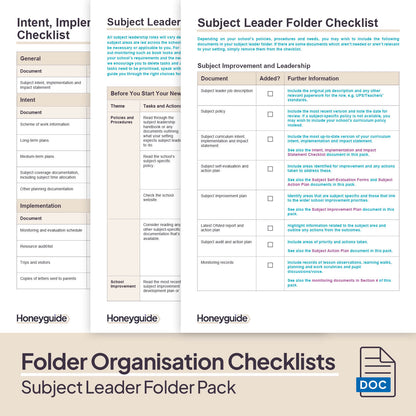 Subject Leader Folder Pack
