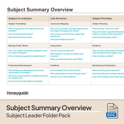 Subject Leader Folder Pack
