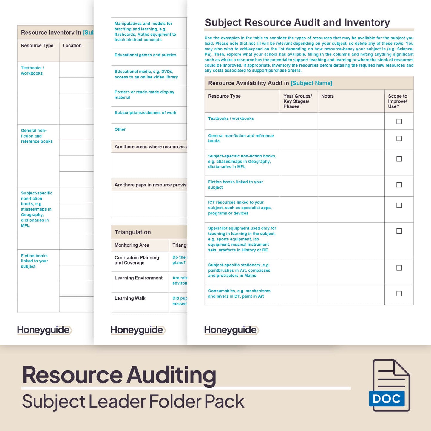 Subject Leader Folder Pack