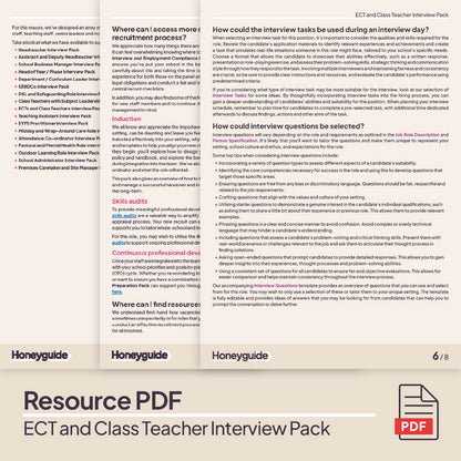 ECT and Class Teacher Interview Pack