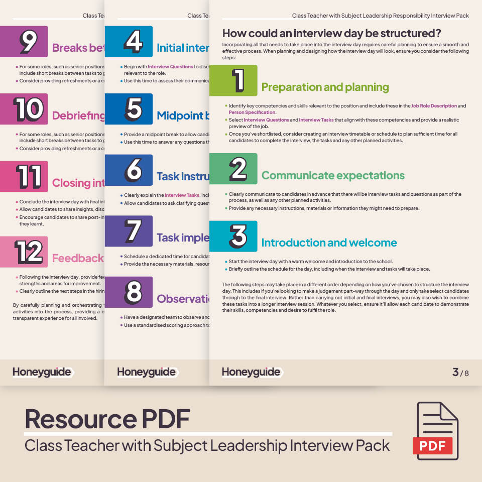 Class Teacher with Subject Leadership Interview Pack
