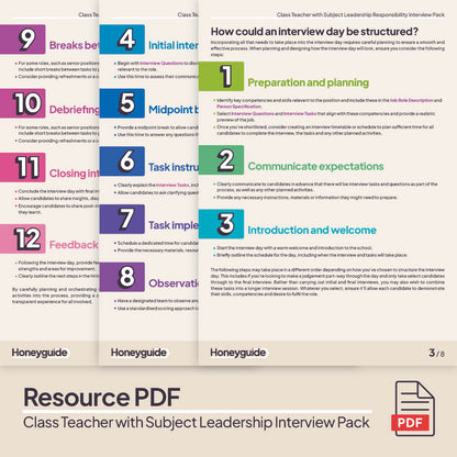 Class Teacher with Subject Leadership Interview Pack