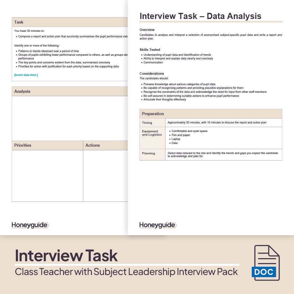 Class Teacher with Subject Leadership Interview Pack