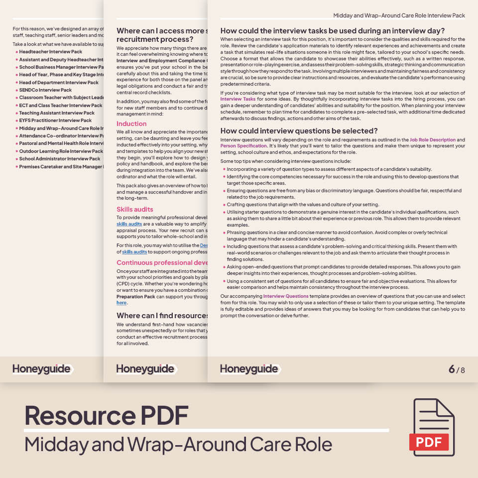 Midday and Wrap-Around Care Role Interview Pack