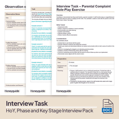 Head of Year, Phase and Key Stage Interview Pack