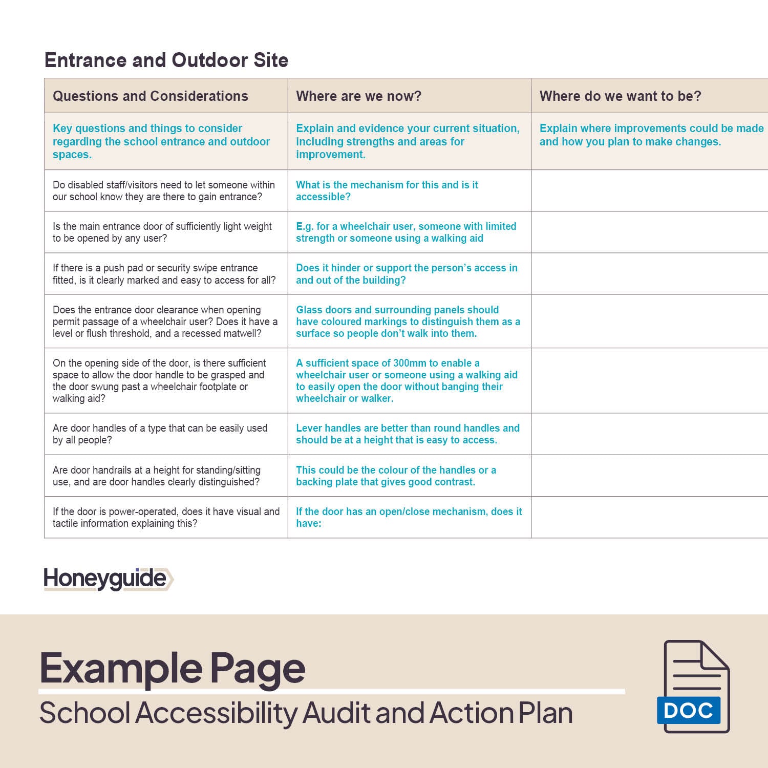 School Accessibility Audit and Action Plan