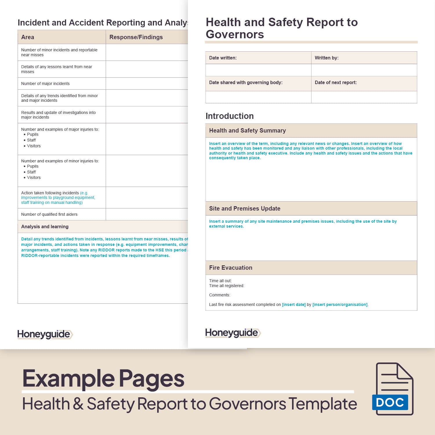 Health and Safety Report to Governors Template