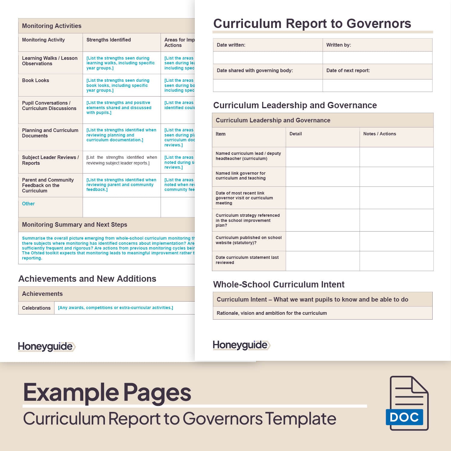 Curriculum Report to Governors Template